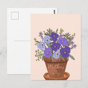 Carte Postale Violettes violettes dans un pot – Fleurs pour la f