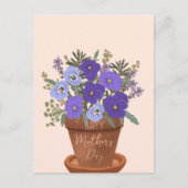 Carte Postale Violettes violettes dans un pot – Fleurs pour la f (Devant)
