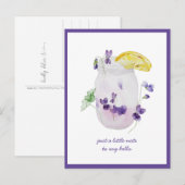 Carte Postale Violettes Violettes, Pot Mason de Limonade Pensant (Devant / Derrière)