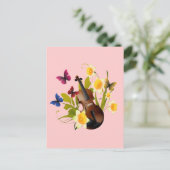 CARTE POSTALE VIOLIN, FLEURS ET BOUTEILLES (Debout devant)