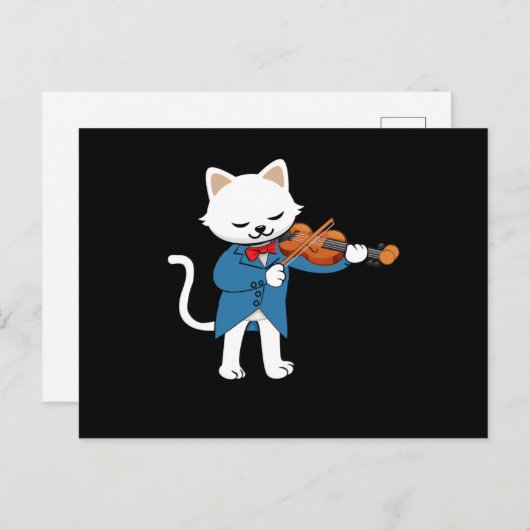 Carte Postale Violon de chat (Devant / Derrière)