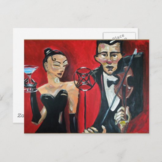 Carte Postale Violon de jazz (Devant / Derrière)