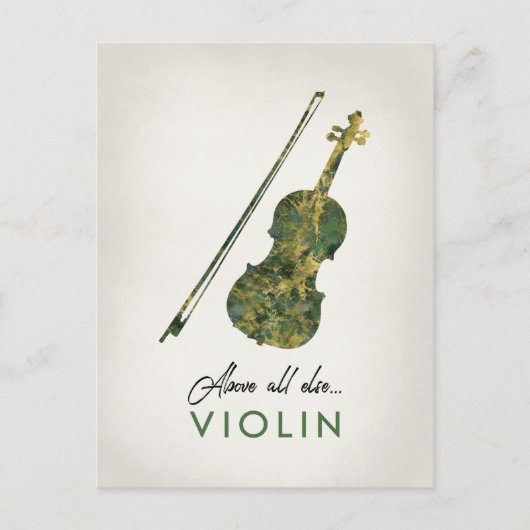 Carte Postale Violon - Musique de marbre vert (Devant)