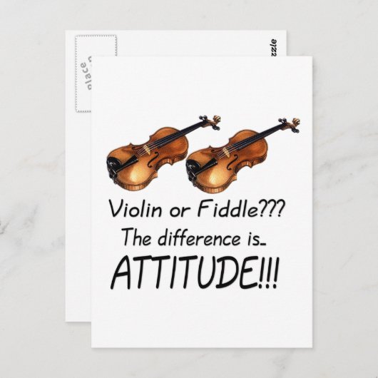 Carte Postale Violon ou Fiddle ? ? ? (Devant / Derrière)