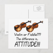 Carte Postale Violon ou Fiddle ? ? ? (Devant / Derrière)