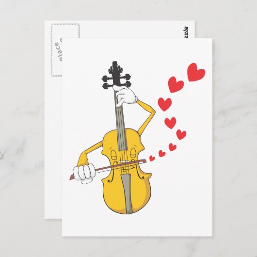 Carte Postale Violon romantique Serenading (Devant / Derrière)