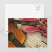 Carte Postale Violon rose et guitare (Devant / Derrière)