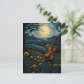 Carte Postale Violon sous une nuit étoilée (Debout devant)