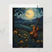 Carte Postale Violon sous une nuit étoilée (Devant / Derrière)