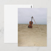 Carte Postale Violon sur la plage (Devant / Derrière)