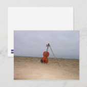 Carte Postale Violon sur la plage (Devant / Derrière)