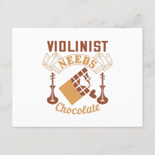 Carte Postale Violon - Violoniste a besoin de chocolat