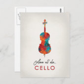 Carte Postale Violoncelle - Musique Colorée et Lumineuse (Devant / Derrière)