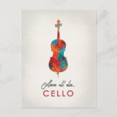 Carte Postale Violoncelle - Musique Colorée et Lumineuse (Devant)