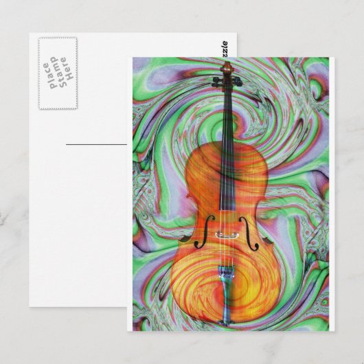 Carte Postale Violoncelle psychédélique (Devant / Derrière)