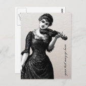 Carte postale violoniste vintage (Devant / Derrière)