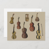 Carte Postale Violons d'instruments de musique vintages (Devant / Derrière)