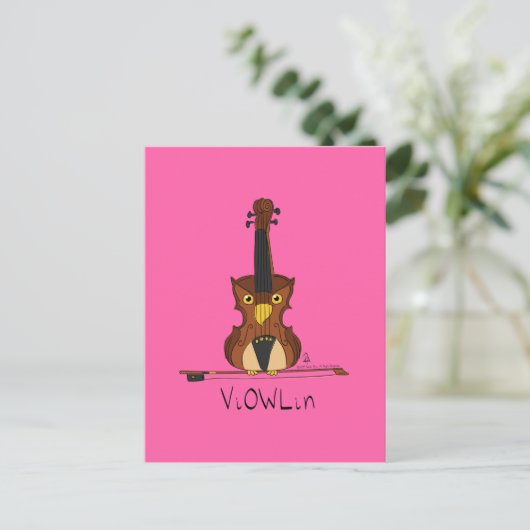 Carte postale ViOWLin Chouette violon (Debout devant)