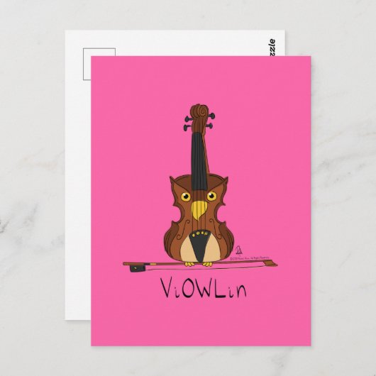 Carte postale ViOWLin Chouette violon (Devant / Derrière)