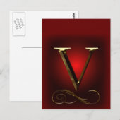 Carte Postale VIP Gold "V" monogramme en rouge et noir (Devant / Derrière)