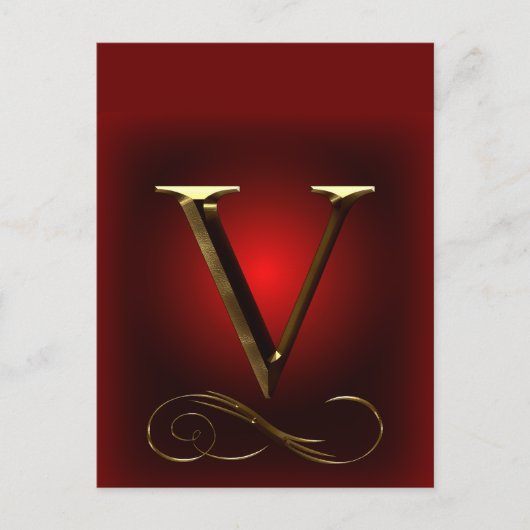 Carte Postale VIP Gold "V" monogramme en rouge et noir (Devant)