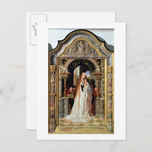 Carte Postale Virgin and Child with Three Angels, panel central (Devant / Derrière)