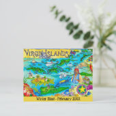 Carte Postale Virgin Islands Illustrated Map Postcard (Debout devant)