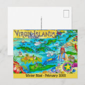 Carte Postale Virgin Islands Illustrated Map Postcard (Devant / Derrière)