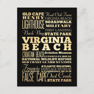 Carte Postale Virgina Beach Ville de Virgina Typographie d'État