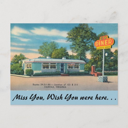 Carte Postale Virginia, 29 Diner, Fairfax (Devant)