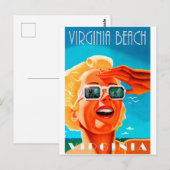 Carte Postale Virginia beach, femme lunettes de soleil blondes,  (Devant / Derrière)