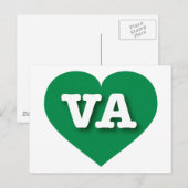 Carte Postale Virginia Green Heart - J'aime VA (Devant / Derrière)