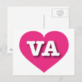 Carte Postale Virginia Hot Pink Heart - J'aime VA (Devant / Derrière)