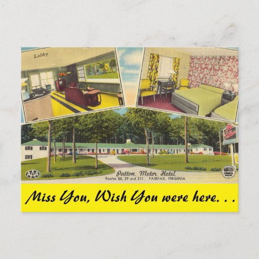 Carte Postale Virginia, Patton Motor Hotel, Fairfax (Devant)