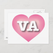 Carte Postale Virginia Pink Fade Heart - J'aime VA (Devant / Derrière)