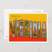 Carte Postale Virginia Salutations Des États-Unis (Devant / Derrière)
