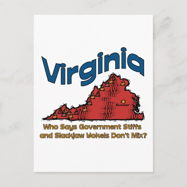Carte Postale Virginia VA États-Unis Motto ~ Stiffs et Yokels (Devant)