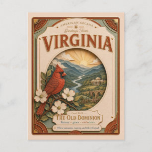 Carte Postale Virginia Vintage Paper Cut American Arcana