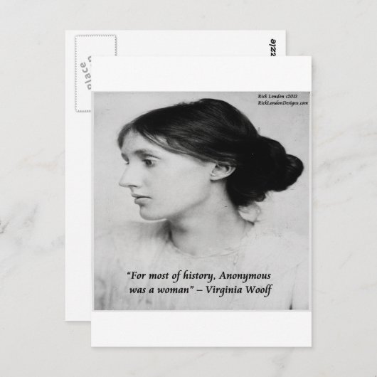 Carte Postale Virginia Woolf Anonymous Était Une Citation De Fem (Devant / Derrière)