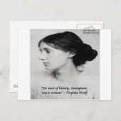 Carte Postale Virginia Woolf Anonymous Était Une Citation De Fem (Devant / Derrière)