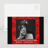 Carte Postale Virginia Woolf & Citation sur l'amour (Devant / Derrière)