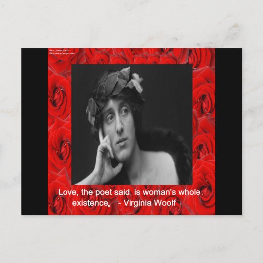 Carte Postale Virginia Woolf & Citation sur l'amour (Devant)