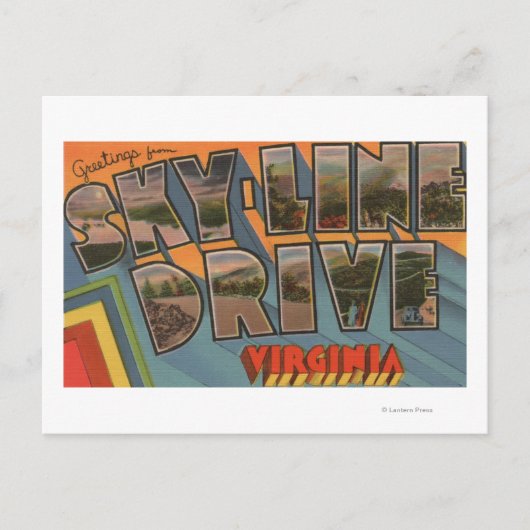 Carte Postale Virginie - Sky Line Drive - Grande Lettre (Devant)