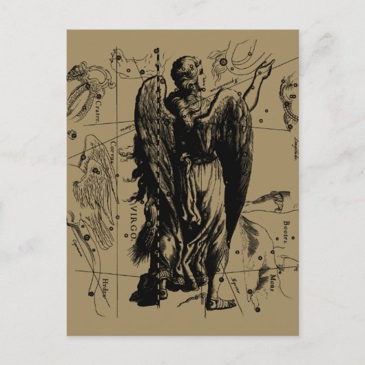 Carte Postale Virgo Constellation Hevelius Etching Style (Devant)