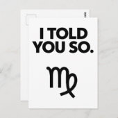 Carte Postale Virgo : Je Vous Ai Dit Une Citation Si Drôle (Devant / Derrière)