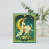 Carte Postale Virgo Maiden assis sur Crescent Moon (Debout devant)