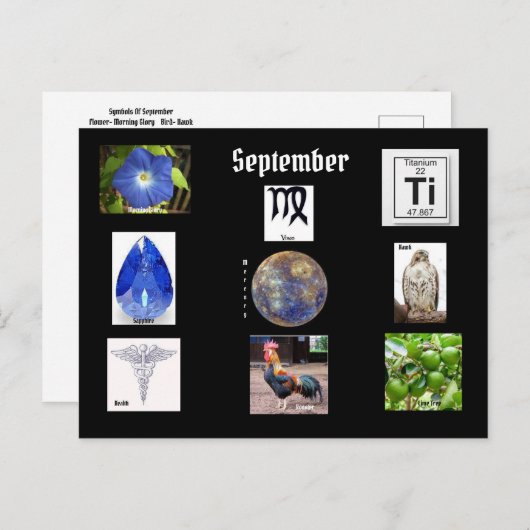 Carte postale Virgo Septembre Mois de naissance (Devant / Derrière)