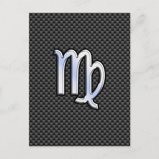 Carte Postale Virgo Zodiac Sign on Charcoal Carbon Fibre Print (Devant)