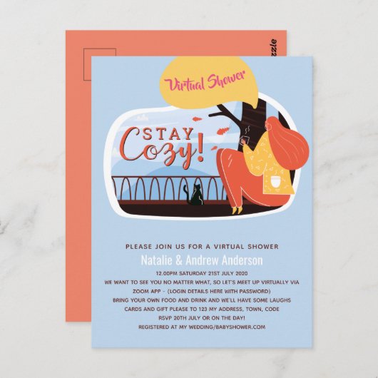 Carte Postale Virtual Party Baby Fête des mariées Anniversaire G (Devant / Derrière)