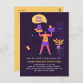 Carte Postale Virtual Party pour un homme Anniversaire de sport  (Devant / Derrière)